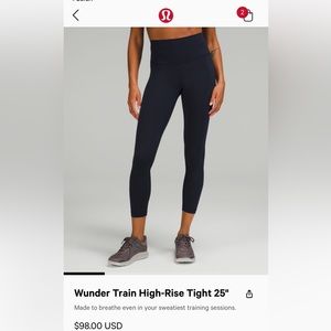 Lululemon wunder train high rise tight 25”